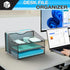 Mesh Letter Tray Desk Organizer with Vertical Section and 3 Paper Trays, Blank File Organizer