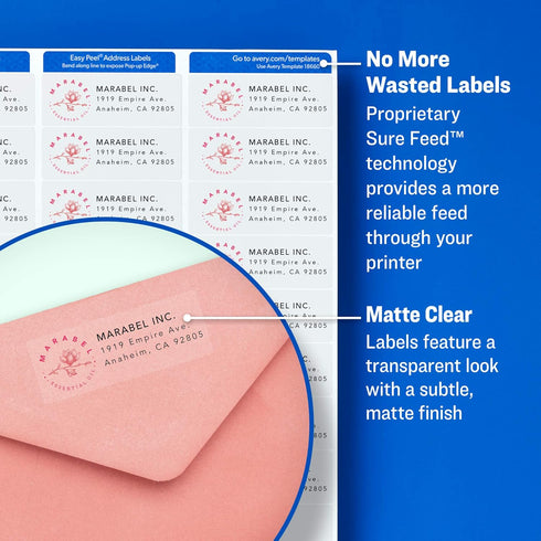 Avery Printable Shipping Labels, 2" x 4", Matte Clear, 100 Blank Mailing Labels (18663)