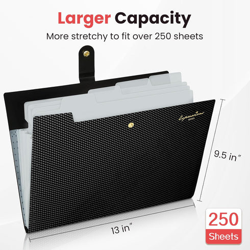 Sooez Accordion File Organizer, 5 Pocket Letter Size Expanding File Folder with Labels for Documents, Portable Paper