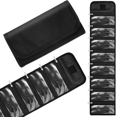 Money Organizer Wallet for Cash with 8 Zippered Pockets, Multipack Cash Bill Organizer Envelope for Budgeting - Black
