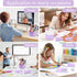 Purple Desk Accessories, 360° Pen Holder with Tape Dispenser, Stapler, and Office Supplies Set