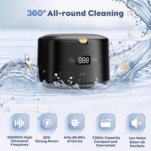 FTCIRA Ultrasonic Retainer Cleaner, 30W Professional Jewelry Cleaner, 230ML Portable Machine