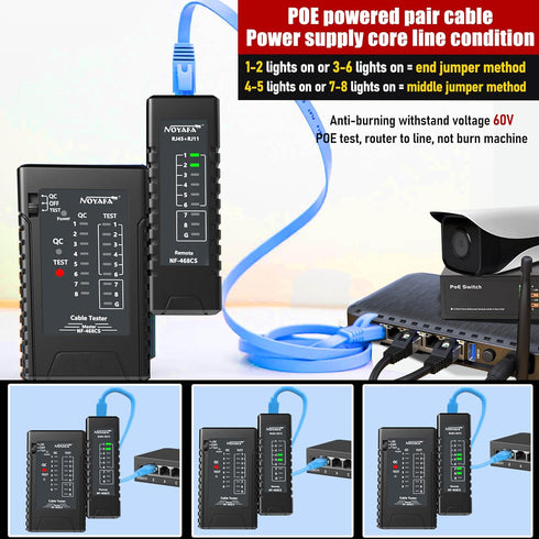 NF-468CS Ethernet Cable Tester, RJ45/RJ11/CAT5/CAT6/CAT5E/CAT6A/CAT7/POE, UTP/STP Continuity Tester, Network Tools