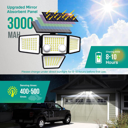 3000LM 188 4 Light,IP65 Install,270Wide 3 (2 Pack) LYWALT Solar Outdoor Lights - LED Motion Sensor Outdoor Lights