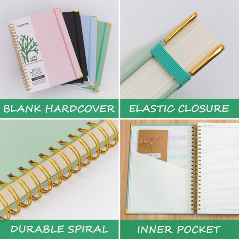 Hardcover Spiral Notebook, 8.5 x 11 IN, College Ruled, 300 Pages, 110 GSM Thick Lined Paper, for Work, School