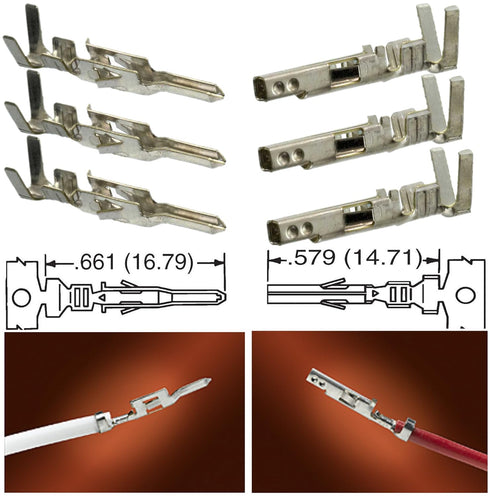 Molex 2 Pin Connector Lot, 6 Matched Sets, Mini-Fit Jr with 18-24 AWG Pins