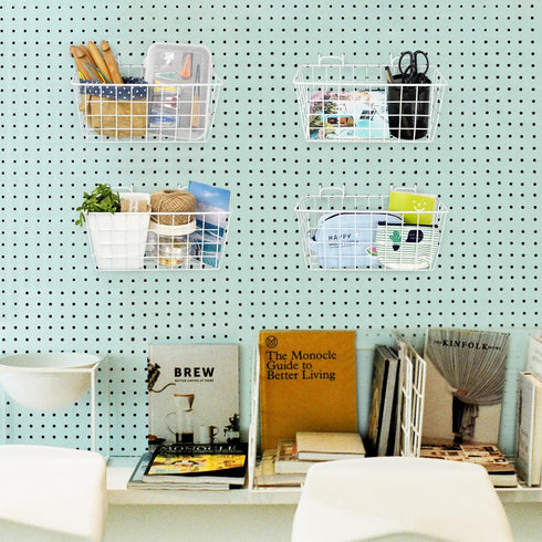 G.CORE 2 Pack Pegboard Baskets, Metal Shelves Hooks for 1/8" 1/4" Peg Boards, Organize Tools Workbench Accessories,
