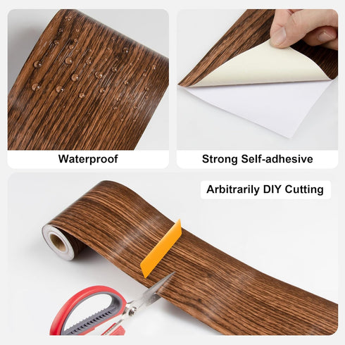JUNART Tape(10cm1000cm), Wood Grain Repair Self-Adhesive Waterproof Realistic Textured Repair Duct Tape for Tables