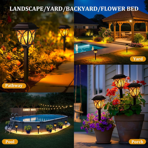 6 Pack GIGALUMI Solar Lights Outdoor Waterproof, Flickering Flame LED Lights, Garden Decor for Yard, Patio, Landscape
