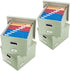 PRANDOM File Organizer Box - Set of 4 Collapsible Decorative Linen Filing Storage Hanging File Folders Green