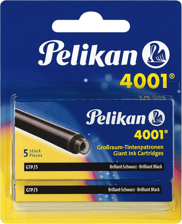 Pelikan 4001 GTP/5 Ink Cartridges, Brilliant Black, 1.4ml, 10 Pack (330860)