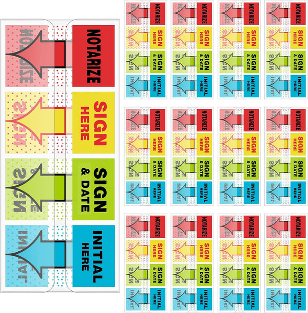 PerKoop 16 Boxes Sign Here Tabs, Notarize Initial Here Stickers, 100 Pcs Each Box for Office School