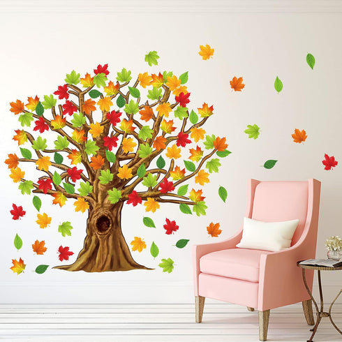 Gersoniel 90 Pieces Classroom Tree Bulletin Board Set, Fall Tree Decoration with Conversation Heart Leaves Cutouts