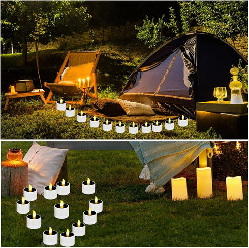 30 2.3 2 inch Pcs Solar Power Tea Lights Reusable Flameless Candle x Waterproof LED Tea Light Candles for Garden