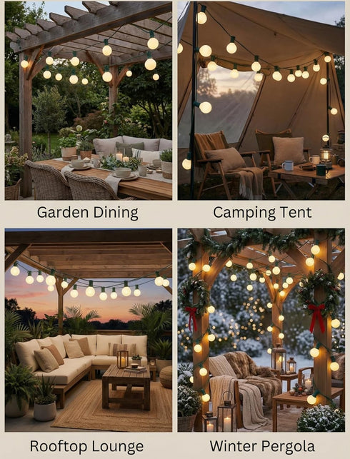 25FT G40 27 Bulbs,Outdoor Frosted Christmas Lights,Globe Christmas Lights with Frosted White String Lights for Outside