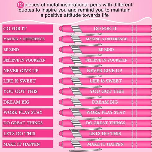 Zonon 12 Pieces Inspirational Motivational Quotes Ballpoint Pens with Stylus Tip Fine Point Smooth Writing Pens Set