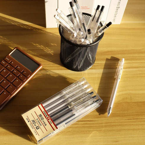 Gel Pens 12 Pcs Fine Point 0.5mm Black, Japanese Retractable Gel Ink Rollerball Pens, Premium Fast Dry Transparent Body