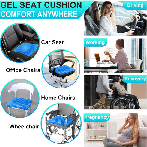 Helishy 1.65inch Tailbone Gel Seat Cushion for Long Sitting - Double Thick Cooling Egg Cushion for Back, Hip, Sciatica