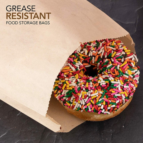 (200 Pack), Commercially Paper Sandwich Bags Kraft Brown Compostable Food Grade Unbleached Kraft Paper for Bakery