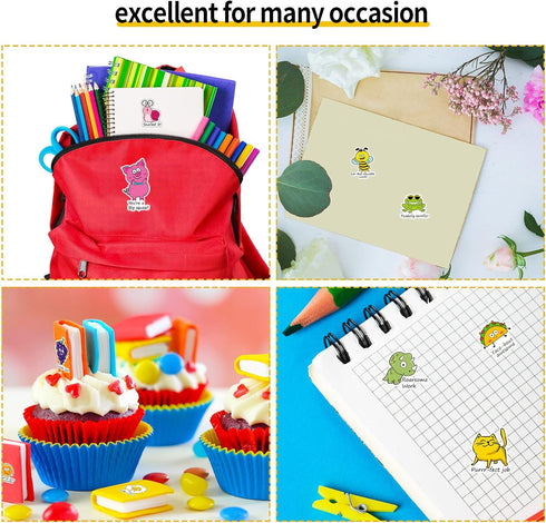Clabby 400 Pieces Punny Teacher Stickers, Motivational Reward Stickers for Kids Classroom, Positive Encouragement