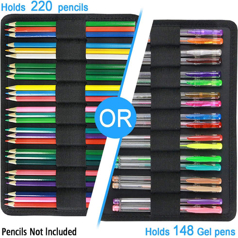 YOUSHARES Colored Pencil Case 220 Slots Pen Case Organizer With Handy Wrap & Zipper, Multilayer Holder for Prismacolor Colored Pencils & Gel Pen (Cartoon Owl) by YOUSHARES