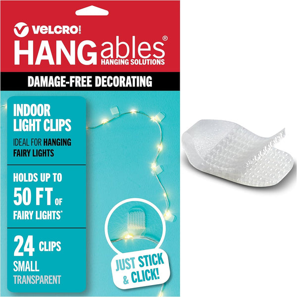 VELCRO Brand Indoor Light Clips for Hanging Fairy Lights and Twinkle Lights,