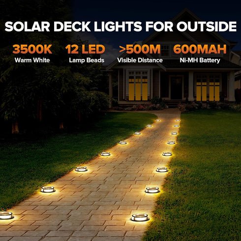 4 Pack 12 IP67 LUTEC Solar Driveway Lights, LEDs Waterproof Outdoor Solar Dock Driveway Marker Lights for Step