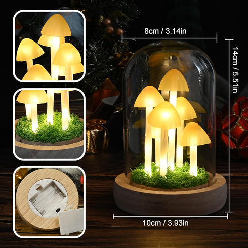QUELIEN Mushroom Lamp,Mothers Day Mom Gifts for Mom,Light Up Mushroom in Glass Dome,Birthday Party Decorations,Ideal