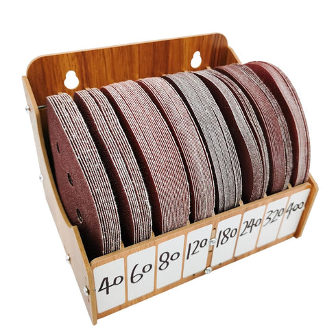 8-Tier Sandpaper Organizer for 5 Inch Sanding Discs, Woodworking Tool Box Storage Rack (Excluding Sandpaper), 1 Pack