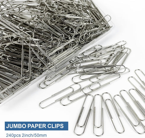 Jumbo Paper Clips, 240pcs 2 Inch Large Silver Paper Clips for Office and School Use