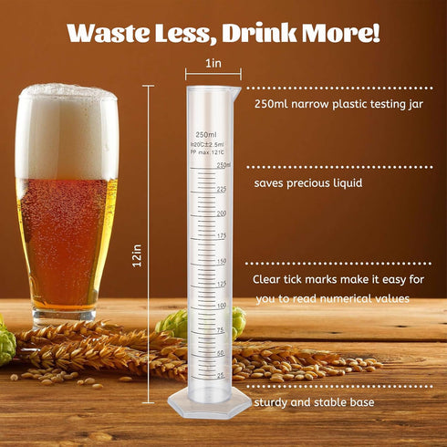 AOZ LIbei Set Hydrometer - for Mead, Wine, Kombucha and Home Brew Beer, Alcohol Tester Accessories Moonshine Still Kit