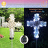 COOZZYHOUR 38Inch 20 Solar Cross Garden Lights Outdoor Decorative - Solar Metal&Glass Cross White Hydrangea Flower