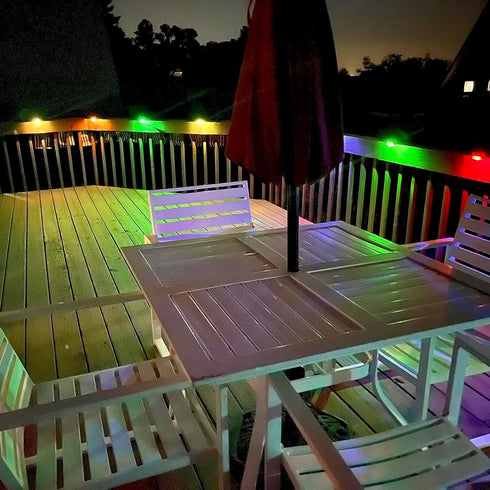 DenicMic 16 Pack Solar Deck Lights Outdoor Step Solar Lights Waterproof for Patio Fence Step Yard Stair RGB Color