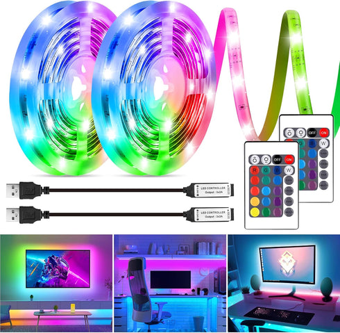 LED Strip Lights Kit, 2x6.56Ft RGB LED Lights Strip for 40-60in TV