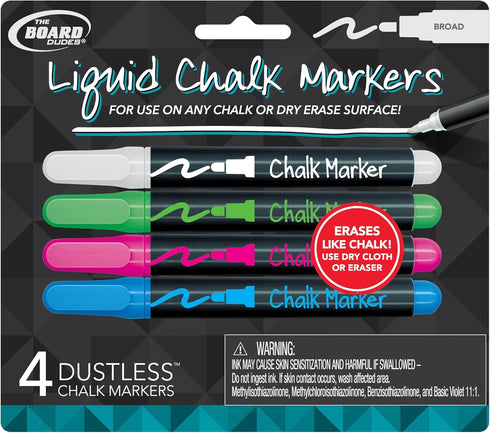 Write Dudes Liquid Chalk Permanent Markers, 4 Count (CYJ69)