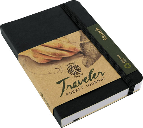 Pentalic 4" x 6" Pocket Sketchbook Traveler Journal - 160 Pages, Black