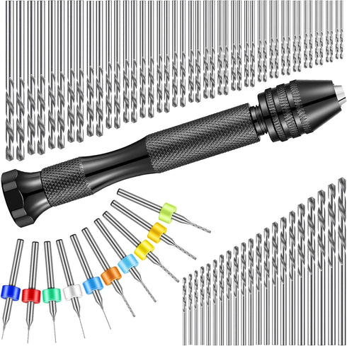 95 Pieces Hand Drill Bits Set, Black Pin Vise Hand Drill, 74 Micro Twist Drill Bits & 20 PCB Mini Drill Bits