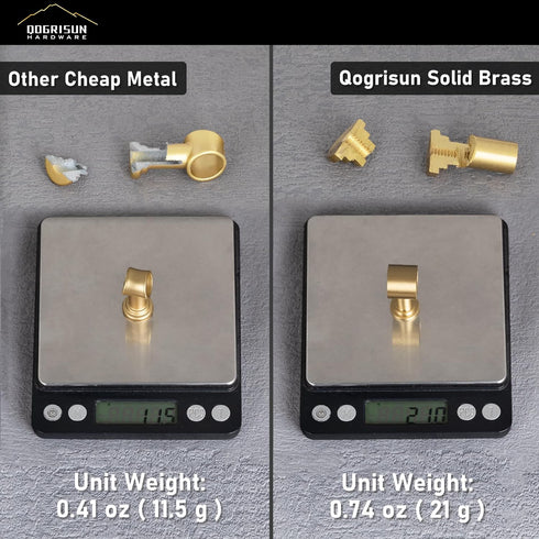 QOGRISUN 2-Pack Acrylic Cabinet Pulls with Brass Base, Gold Modern Drawer Handles, 3-3/4-inch Hole Center for Kitchen, Dresser Drawer Clear Glass Crystal Pulls, 5.9-inch Total Length by QOGRISUN