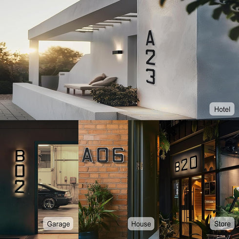 ISUNMEA 9 Inch (8-Black, 9IN) Solar Lighted House Numbers for Outside, Light Up Waterproof LED Address Numbers Signs