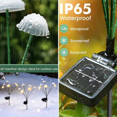 2pack Solar Garden Lights, Solar Fairy Lights for Outside, Swaying Mushroom Lights Outdoor Decorative, Waterproof Light