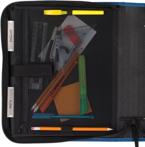 Five Star Zipper Binder, 1-1/2 Inch 3-Ring for School, 3 Pocket Expanding File, 500 Sheet Capacity, Blue (72202)
