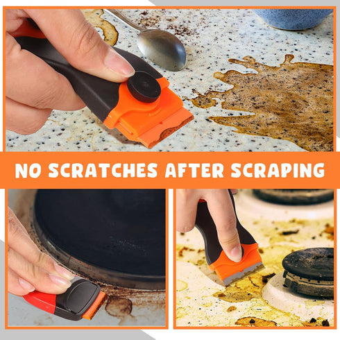 9 Pcs Plastic Scraper Tool Set, Non Scratch Sticker Scraper, Plastic Razor Blade Scraper for Window Floor Cleaning