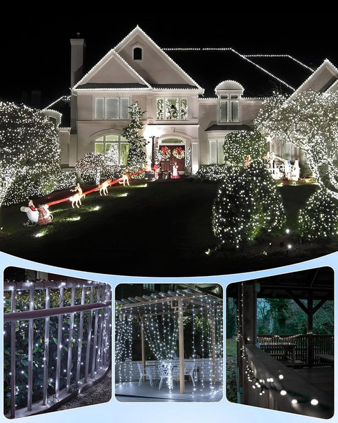 2 Pack 144Ft 400 8 Brightown Solar Christmas String Lights Outdoor, Total LED Twinkle Fairy Lights Waterproof
