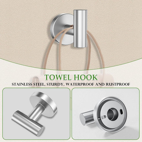 5-Piece Set Set 23.6 Towel Bar Brushed Nickel Bathroom Hardware Include Towel Bar Towel Ring Paper Towel Holder Coat