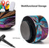 Round Leather Remote Control Holder, PU Leather Art Supply Organizer for Makeup, 4 Compartments, 360 Degree Spinning