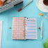 Tenare 2 Pcs Clear A6 Binder Glitter Budget Binder PVC 6 Ring Cover Rose Gold Soft Notebook Transparent Shell