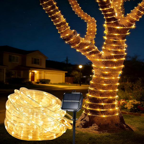 BANBANJO Solar Rope Lights for outside, 66ft 200 LED Solar string Lights with