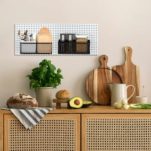 Blulu 2 Pcs Magnetic Pegboard Baskets, Metal Pegboard Wall Organizer Shelves for Kitchen Office Craft Storage