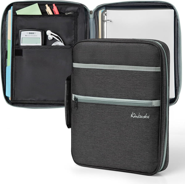 Zipper Binder, 1 Inch 3 Rings with Internal Pockets, 375 Sheet Capacity, Fits Standard Size File Folders