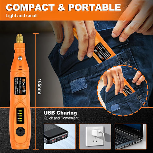 GOXAWEE Mini Cordless Rotary Tool Kit, 105pcs Accessories, USB Charging 5-Speed 18000rpm Tool for DIY Crafting